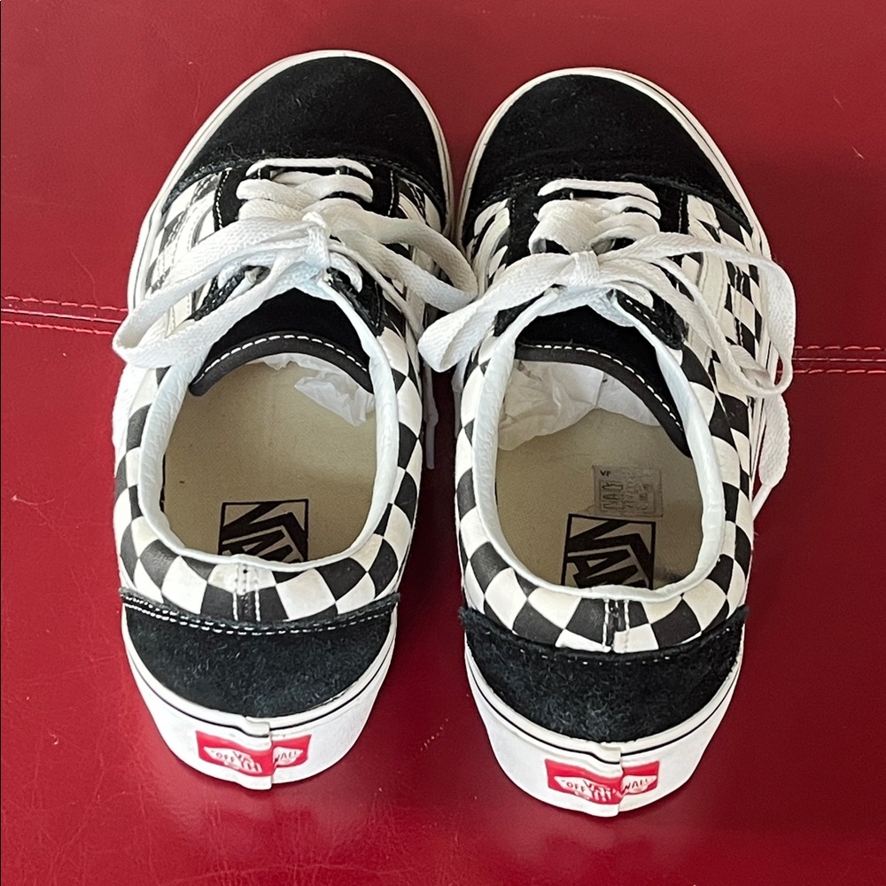 Vans old skool Checkered Platform Black White Sneakers Women Size 7.5 - Picture 6 of 10